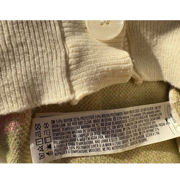 Forever 21 Strawberry Print Cream Cardigan Oversized Fit Medium - Picture 5 of 5